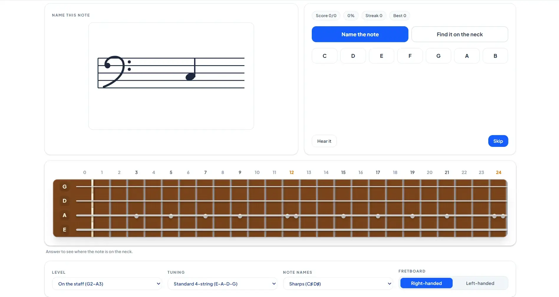Bass Clef Reading Trainer preview