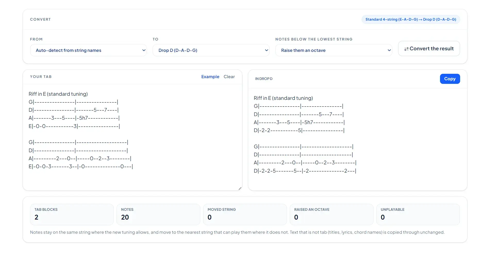 Bass Tab Tuning Converter preview