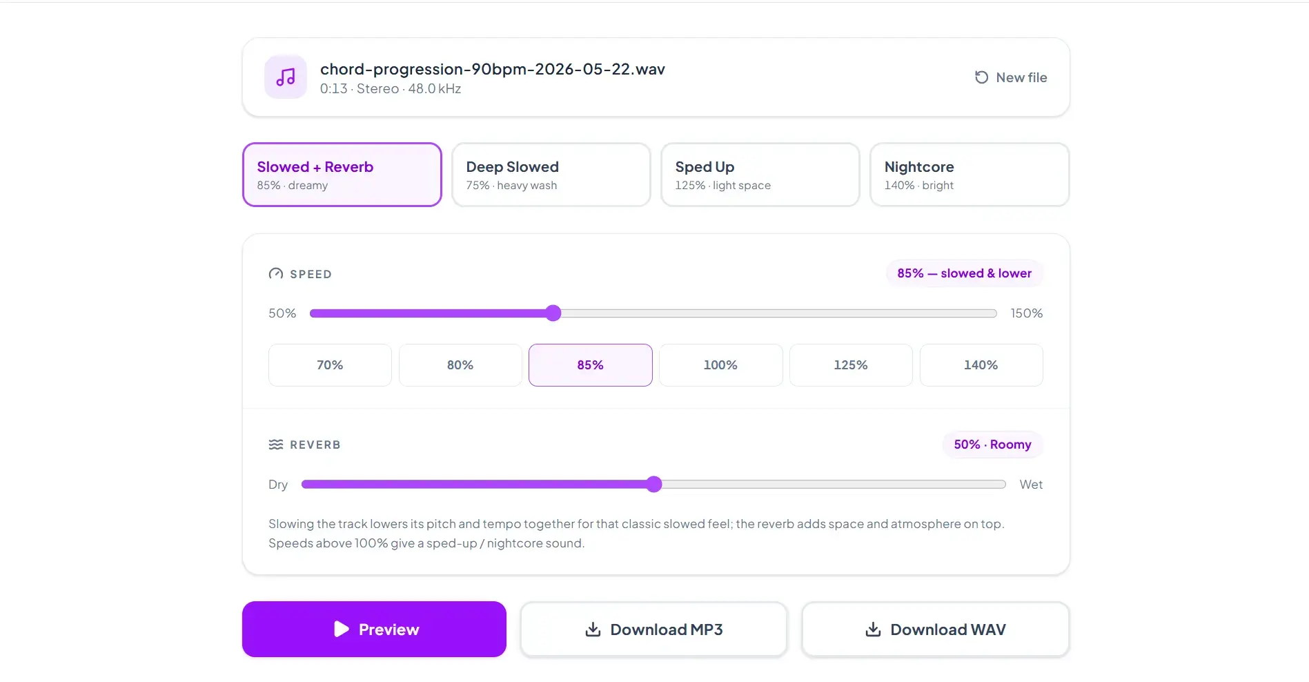 Slowed + Reverb Maker preview