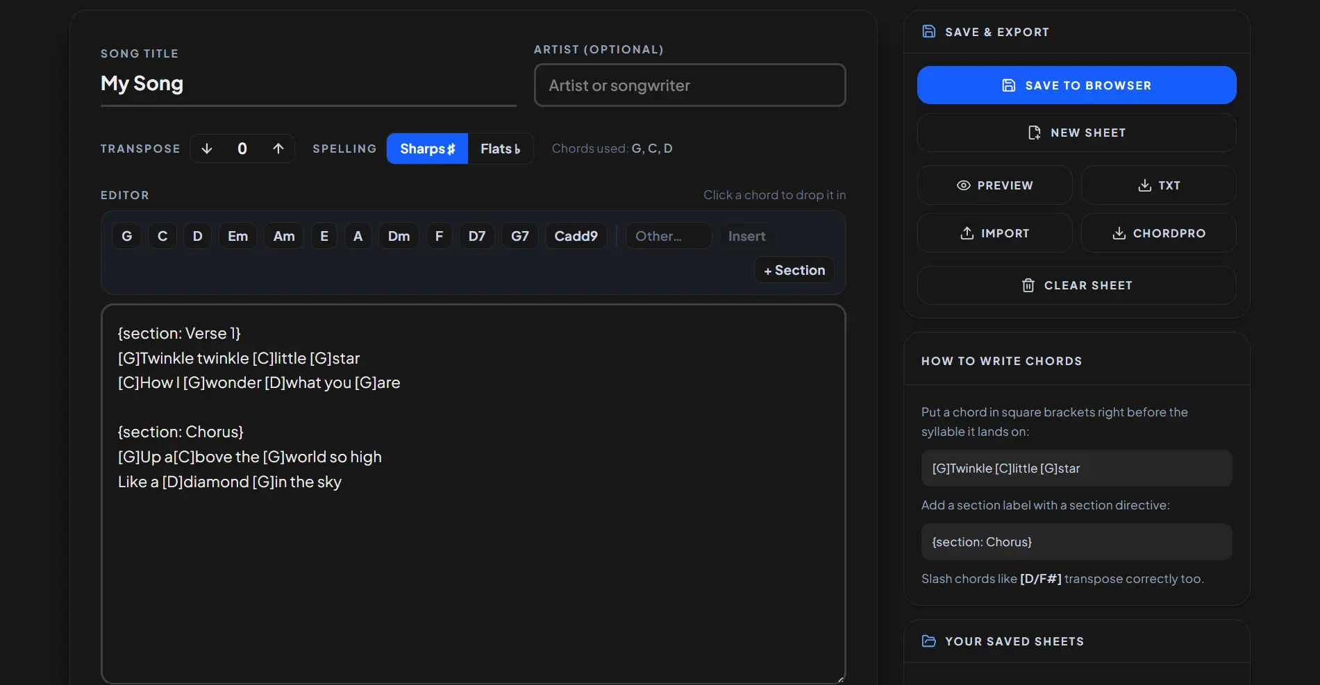 Chord Sheet Maker preview