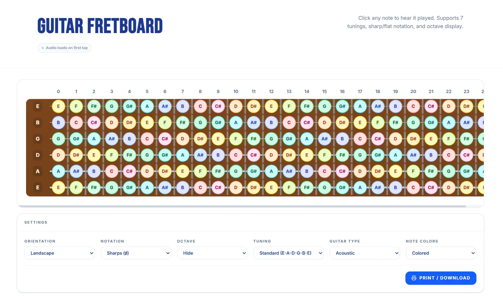 Guitar Fretboard preview