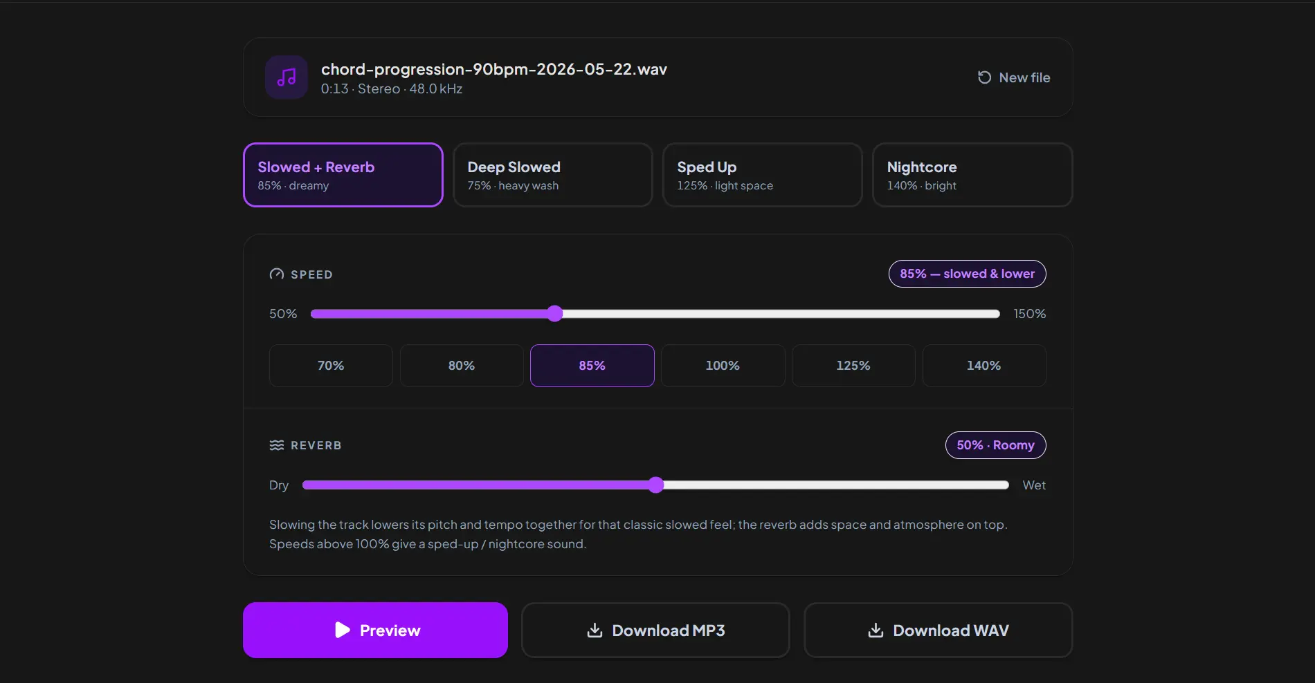 Slowed + Reverb Maker preview