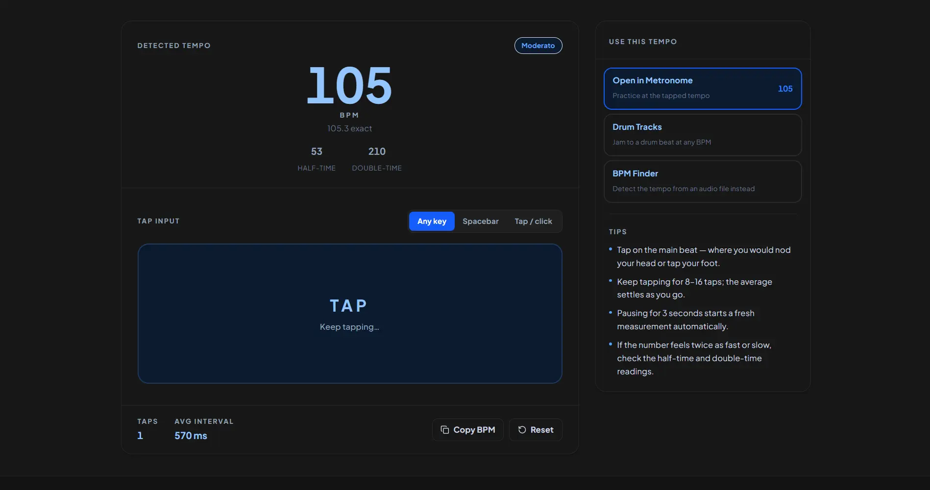 Tap BPM preview