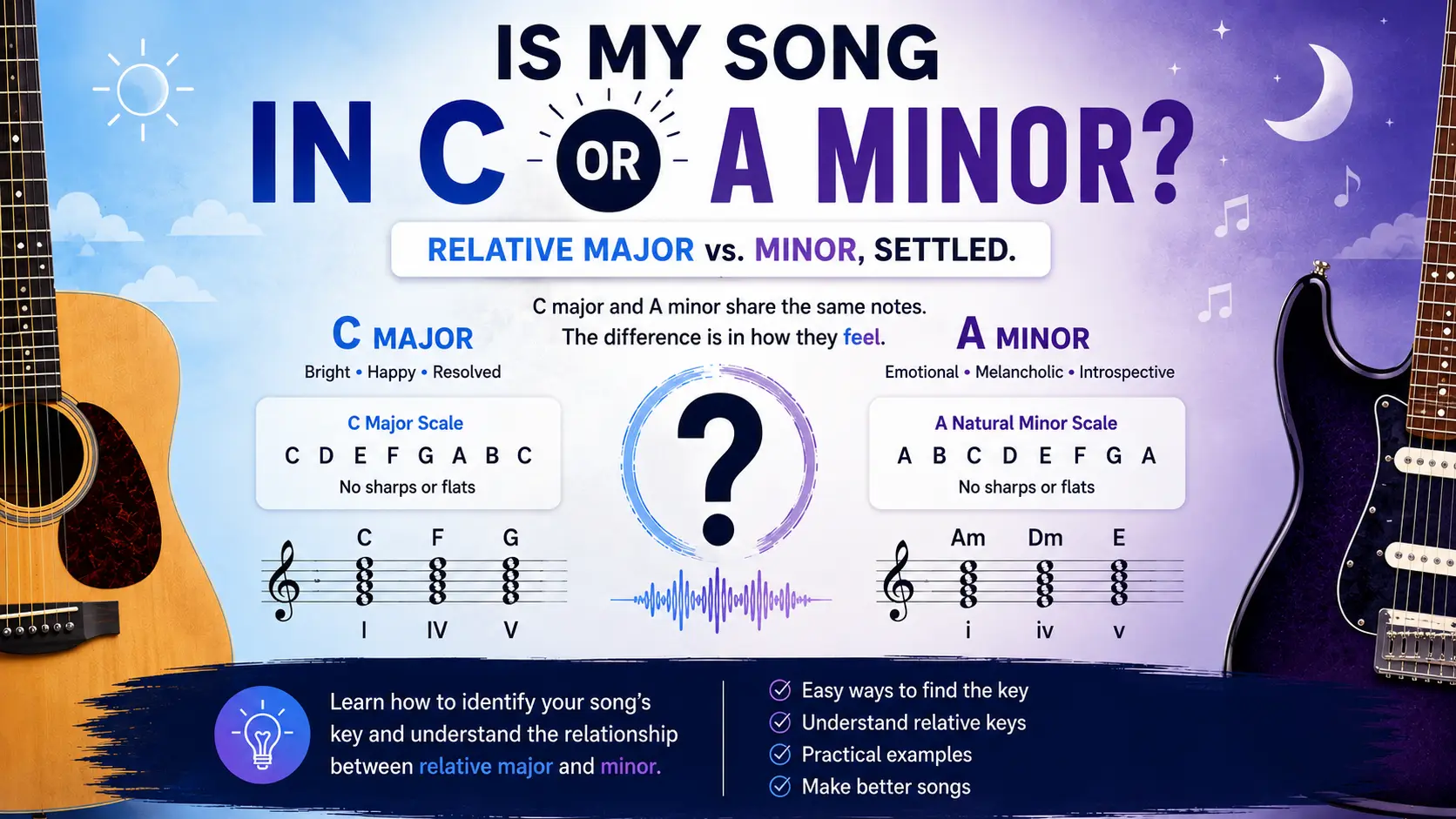 C major and A minor share the same seven notes — only the home note differs