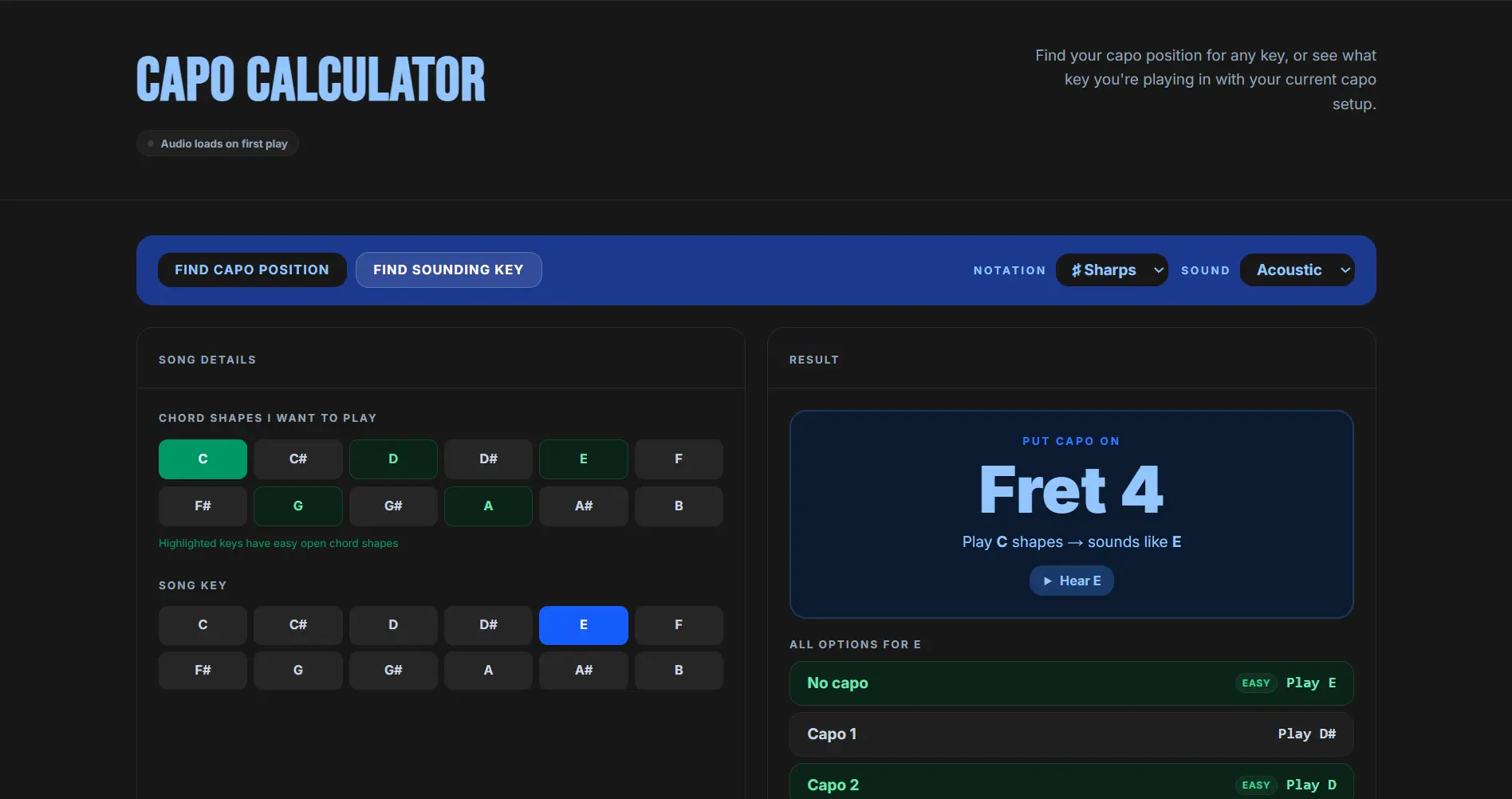 Capo Calculator preview