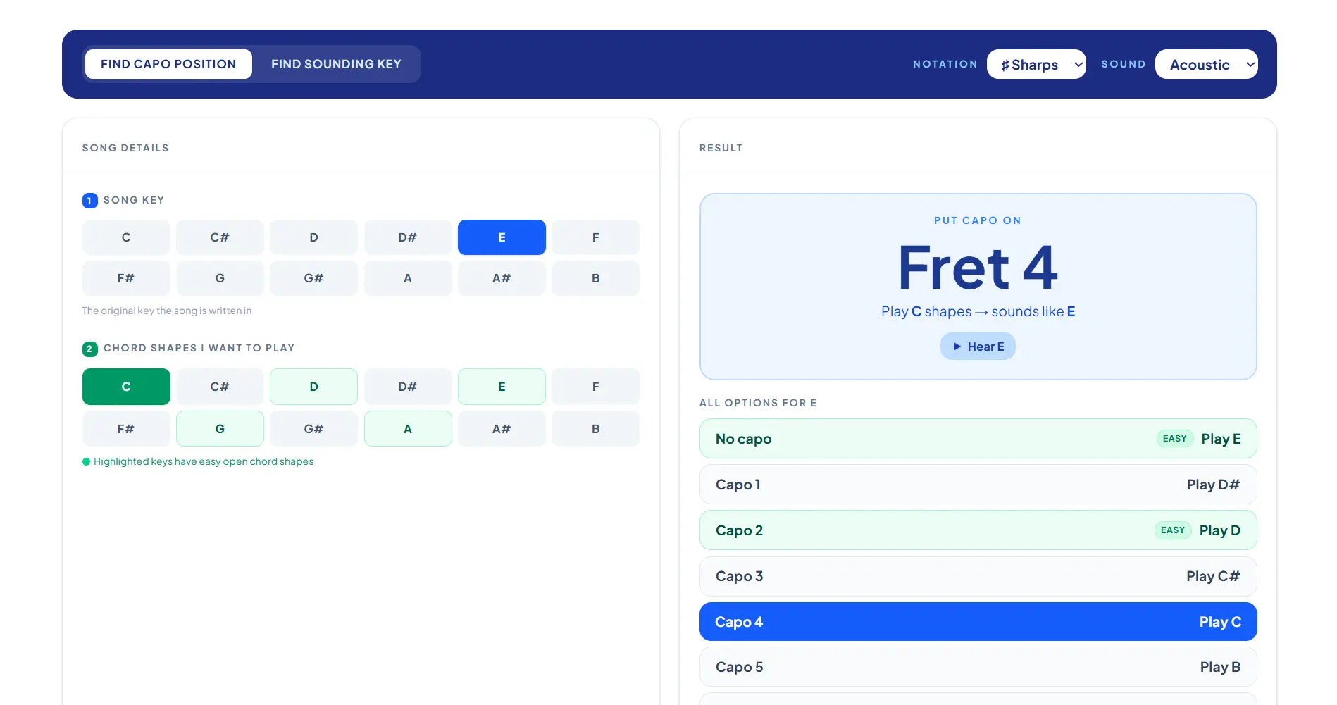 Capo Calculator preview