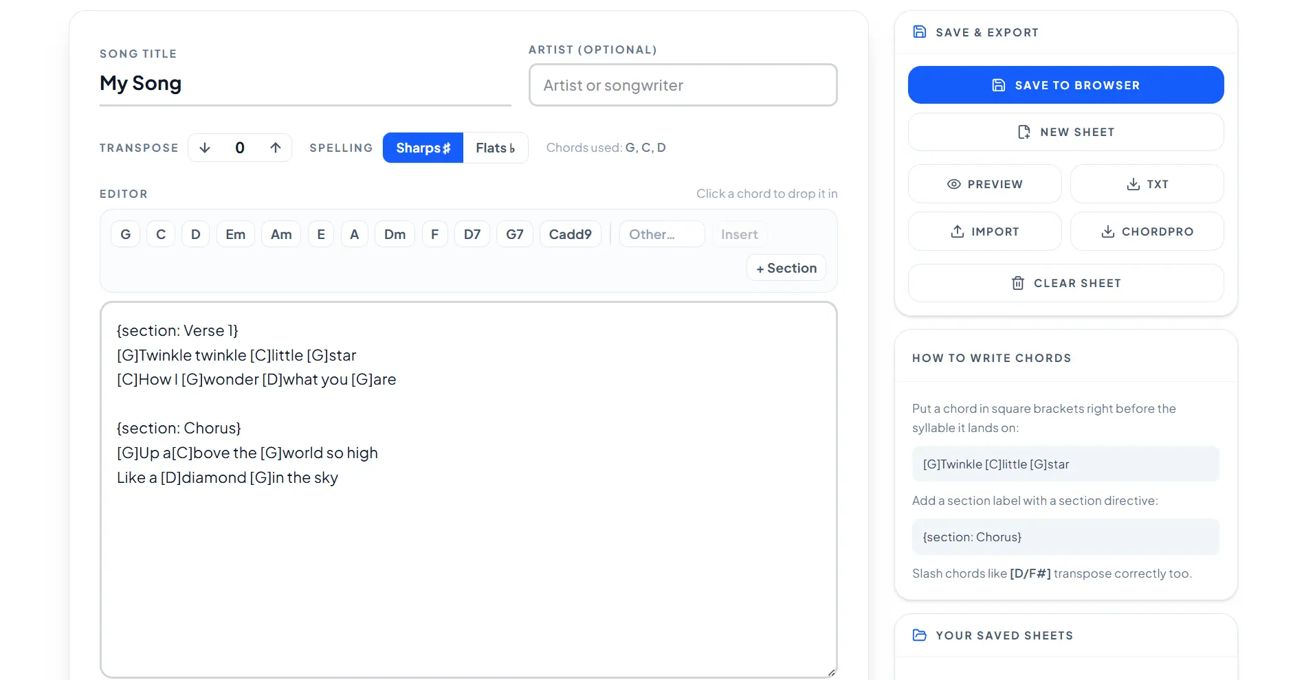 Chord Sheet Maker preview
