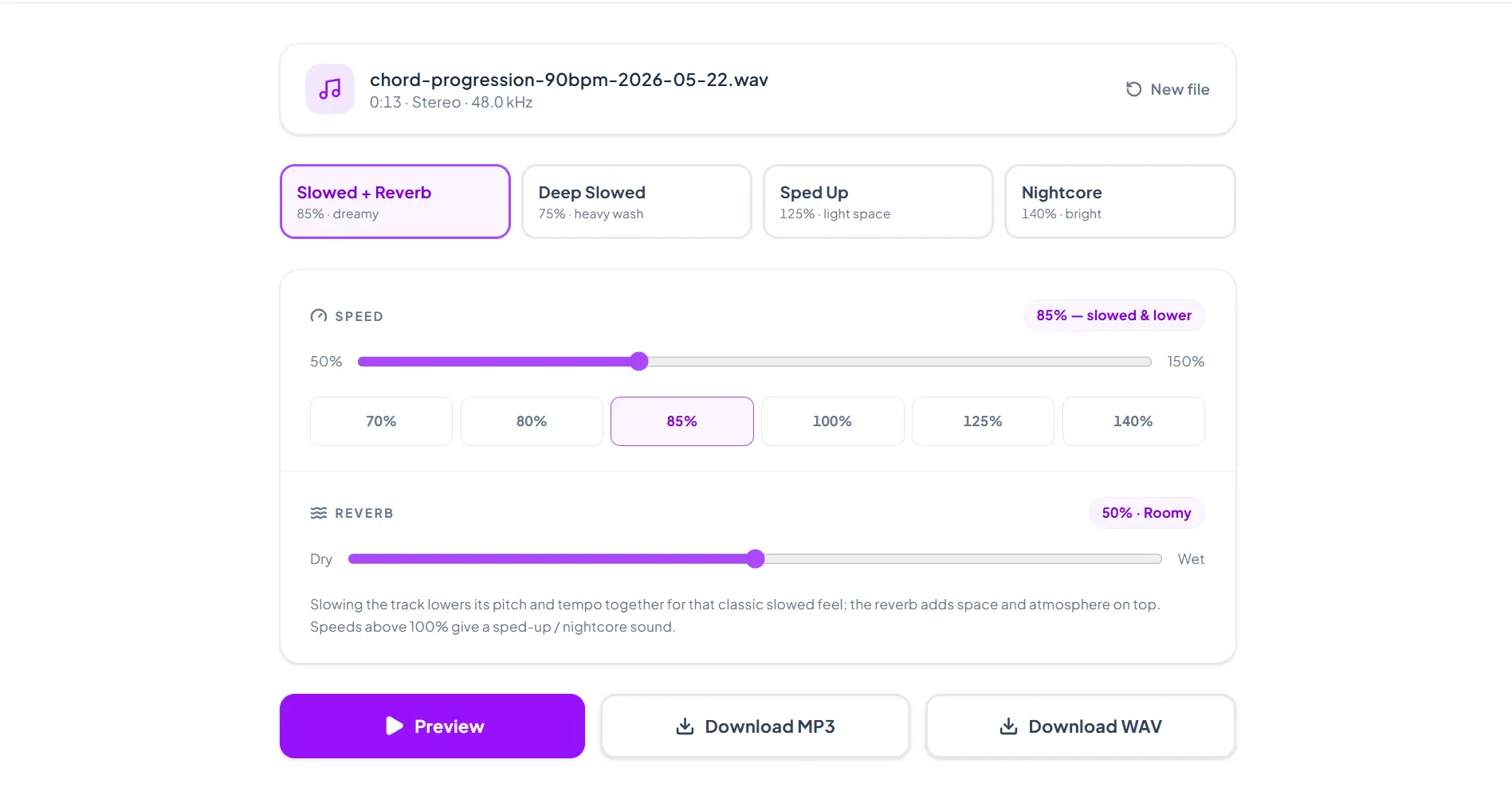 Slowed + Reverb Maker preview
